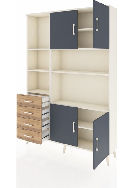 Arges Dolap 8 Raflı 4 Çekmeceli 4 Kapaklı 132X30X195 Aytaşı-Antrasit/çam modelleri