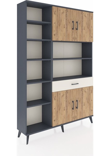 Arges Dolap 10 Raflı Tek Çekmeceli 4 Kapaklı 132X30X195 Antrasit-Çam/aytaşı fiyatları