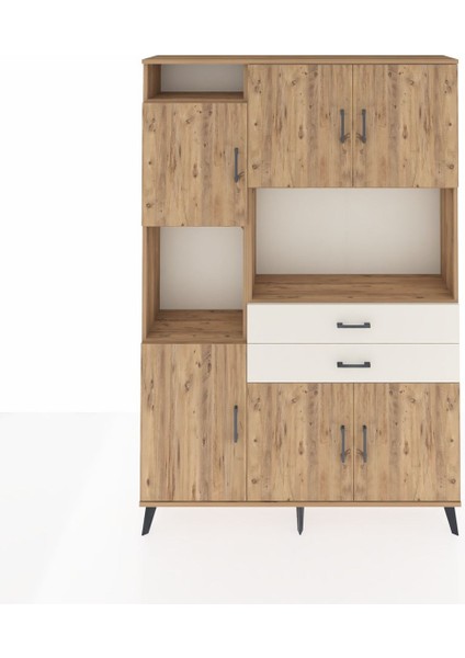 Arges Dolap 8 Raflı 2 Çekmeceli 6 Kapaklı 132X30X195 Çam-Çam/aytaşı