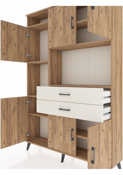 Arges Dolap 8 Raflı 2 Çekmeceli 6 Kapaklı 132X30X195 Çam-Çam/aytaşı fırsatları