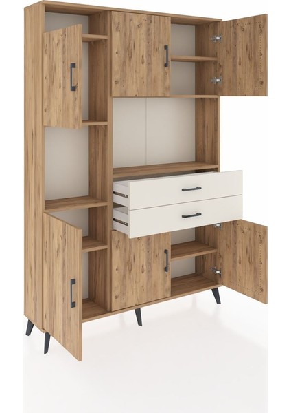 Arges Dolap 8 Raflı 2 Çekmeceli 6 Kapaklı 132X30X195 Çam-Çam/aytaşı indirimleri