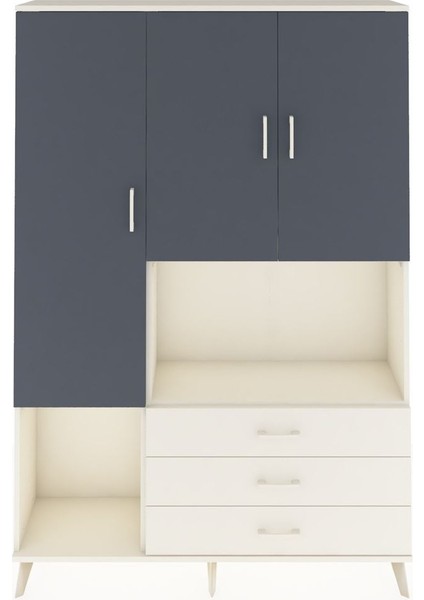 Arges Dolap 6 Raflı 3 Çekmeceli 3 Kapaklı 132X30X195 Aytaşı-Antrasit/aytaşı