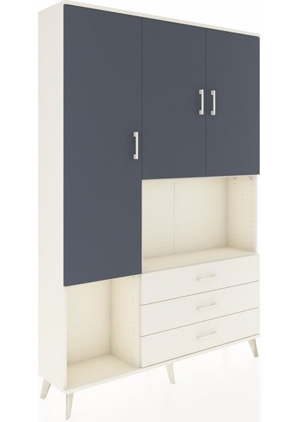 Arges Dolap 6 Raflı 3 Çekmeceli 3 Kapaklı 132X30X195 Aytaşı-Antrasit/aytaşı fiyatları