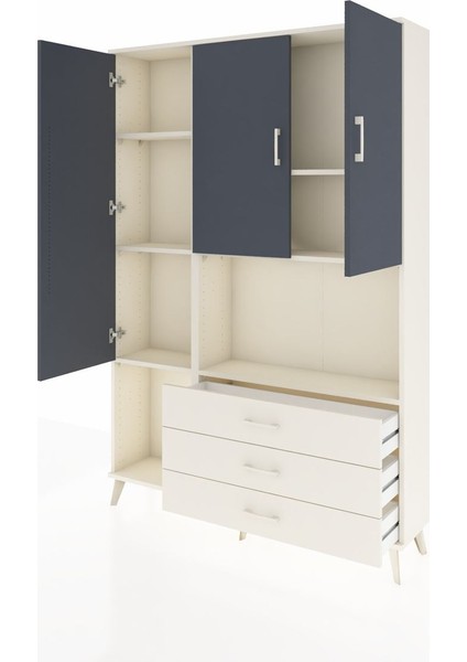 Arges Dolap 6 Raflı 3 Çekmeceli 3 Kapaklı 132X30X195 Aytaşı-Antrasit/aytaşı modelleri