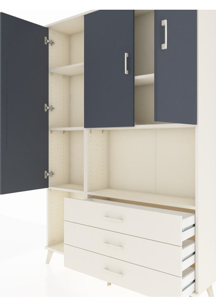 Arges Dolap 6 Raflı 3 Çekmeceli 3 Kapaklı 132X30X195 Aytaşı-Antrasit/aytaşı fırsatları
