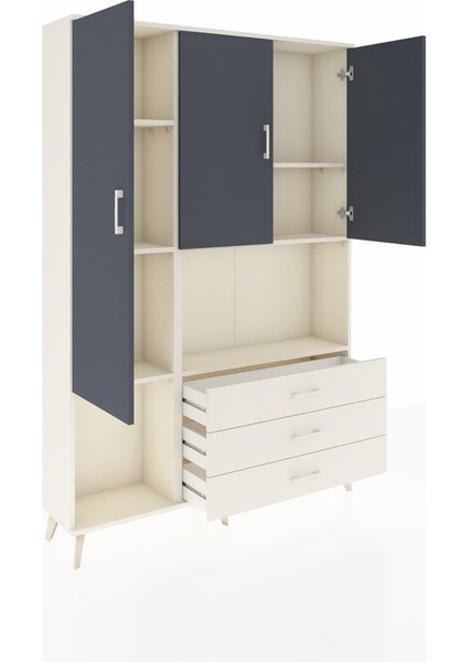 Arges Dolap 6 Raflı 3 Çekmeceli 3 Kapaklı 132X30X195 Aytaşı-Antrasit/aytaşı indirimleri