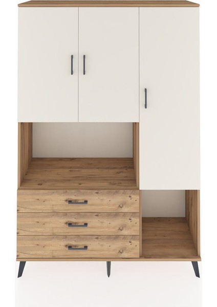 Hyperion Dolap 6 Raflı 3 Çekmeceli 3 Kapaklı 132X44X195 Çam-Aytaşı/çam