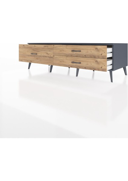 Kronos Tv Ünitesi 3 Çekmeceli 176X59X51 Antrasit-Antrasit/çam modelleri