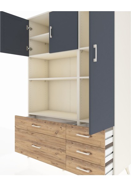 Hyperion Dolap 7 Raflı 5 Çekmeceli 3 Kapaklı 132X44X195 Aytaşı-Antrasit/çam fırsatları