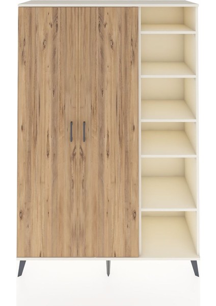 Hyperion Dolap 7 Raflı 2 Kapaklı Tek Askılı 132X44X195 Aytaşı-Çam/antrasit