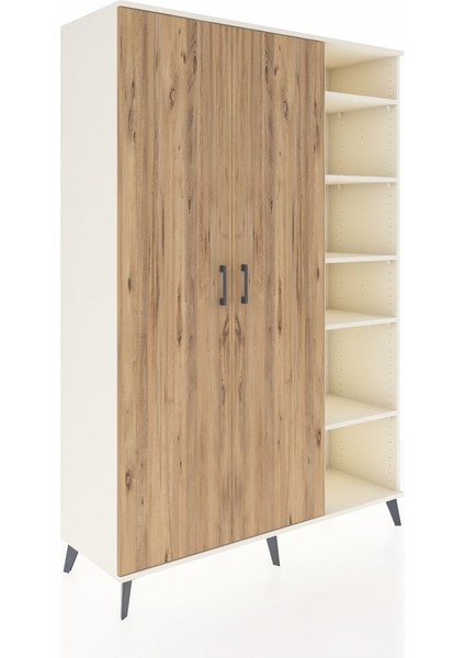 Hyperion Dolap 7 Raflı 2 Kapaklı Tek Askılı 132X44X195 Aytaşı-Çam/antrasit fiyatları