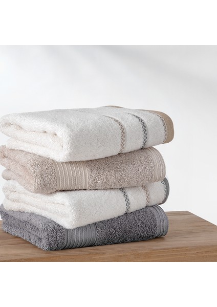 Harmony 4'lü El / Yüz Havlu Seti - Gri / Bej