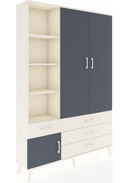 Arges Dolap 5 Raflı 4 Çekmeceli Tek Askılı 132X30X195 Aytaşı-Antrasit/aytaşı fiyatları