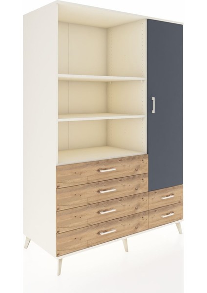 Kronos Dolap 7 Raflı 6 Çekmeceli Tek Kapaklı 132X59X195 Aytaşı-Antrasit/çam fiyatları