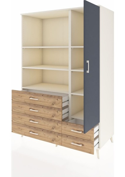 Kronos Dolap 7 Raflı 6 Çekmeceli Tek Kapaklı 132X59X195 Aytaşı-Antrasit/çam modelleri