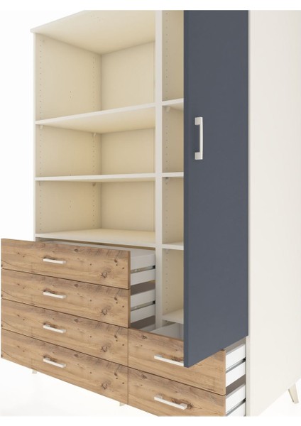 Kronos Dolap 7 Raflı 6 Çekmeceli Tek Kapaklı 132X59X195 Aytaşı-Antrasit/çam fırsatları