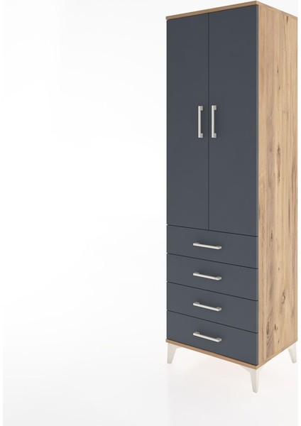 Hyperion Dolap 3 Raflı 4 Çekmeceli 2 Kapaklı 60X44X195 Çam-Antrasit modelleri