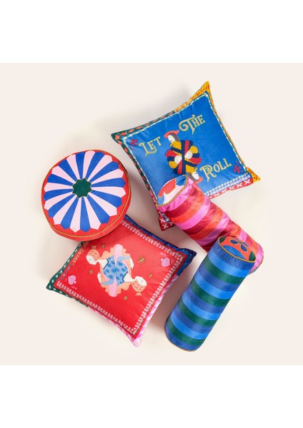 Hansı Dijital Baskılı Dolgulu Kırlent 17x47 Cm Yeşil - Mavi