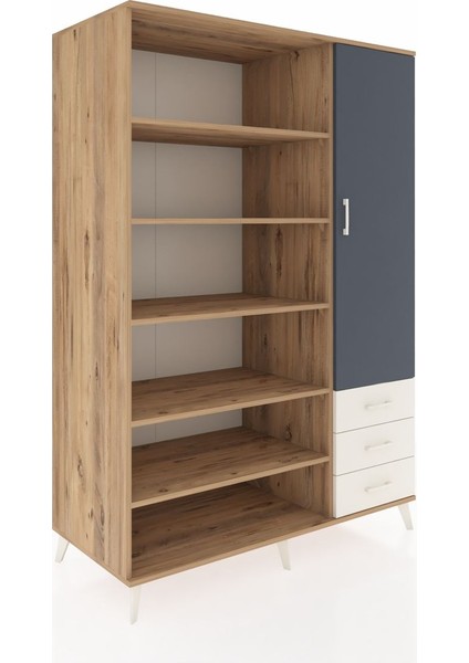 Kronos Dolap 9 Raflı 3 Çekmeceli Tek Kapaklı 132X59X195 Çam-Antrasit/aytaşı fiyatları