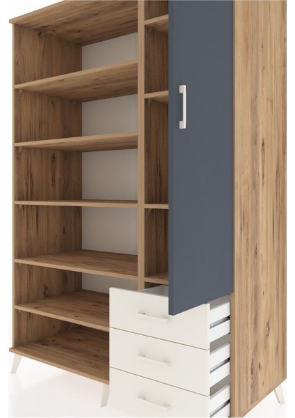 Kronos Dolap 9 Raflı 3 Çekmeceli Tek Kapaklı 132X59X195 Çam-Antrasit/aytaşı fırsatları