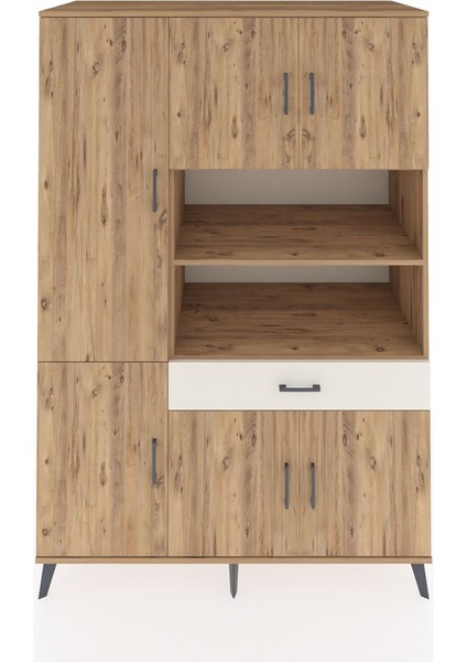 Kronos Dolap 10 Raflı Tek Çekmeceli 6 Kapaklı 132X59X195 Çam-Çam/aytaşı