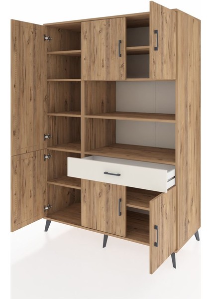 Kronos Dolap 10 Raflı Tek Çekmeceli 6 Kapaklı 132X59X195 Çam-Çam/aytaşı modelleri