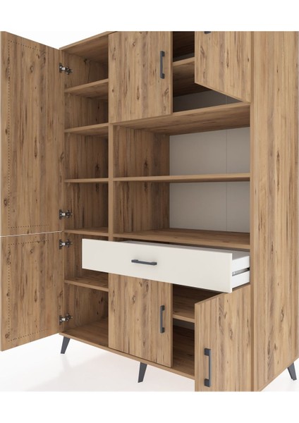 Kronos Dolap 10 Raflı Tek Çekmeceli 6 Kapaklı 132X59X195 Çam-Çam/aytaşı fırsatları