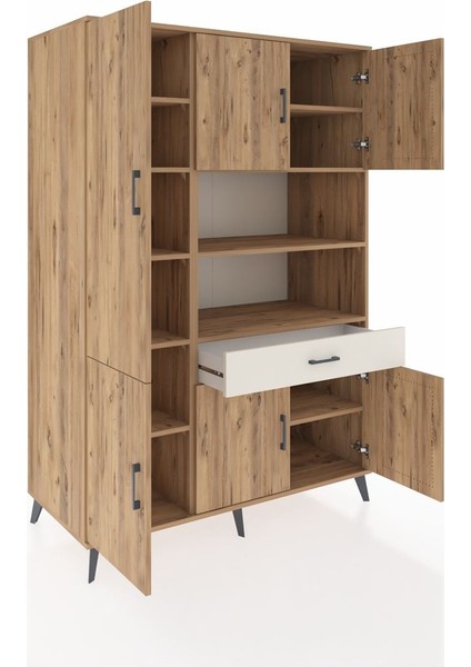 Kronos Dolap 10 Raflı Tek Çekmeceli 6 Kapaklı 132X59X195 Çam-Çam/aytaşı indirimleri