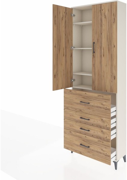 Arges Dolap 4 Raflı 4 Çekmeceli 2 Kapaklı 88X30X243 Aytaşı-Çam fırsatları