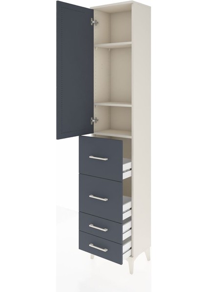 Arges Dolap 3 Raflı 4 Çekmeceli Tek Kapaklı 44X30X221 Aytaşı-Antrasit fırsatları