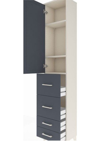 Arges Dolap 3 Raflı 4 Çekmeceli Tek Kapaklı 44X30X221 Aytaşı-Antrasit indirimleri