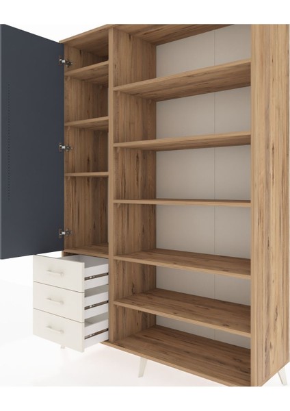 Hyperion Dolap 9 Raflı 3 Çekmeceli 3 Kapaklı 132X44X195 Çam-Antrasit/aytaşı fırsatları