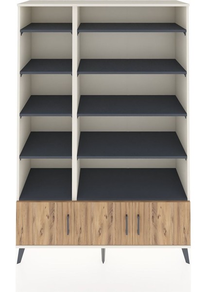 Hyperion Dolap 10 Raflı 3 Kapaklı 132X44X195 Aytaşı-Çam/antrasit