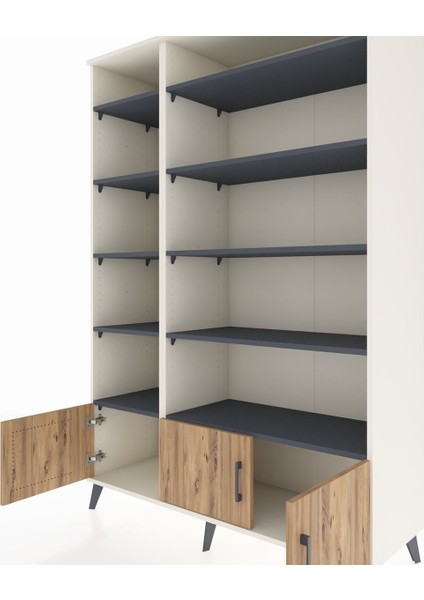 Hyperion Dolap 10 Raflı 3 Kapaklı 132X44X195 Aytaşı-Çam/antrasit fırsatları