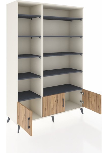 Hyperion Dolap 10 Raflı 3 Kapaklı 132X44X195 Aytaşı-Çam/antrasit indirimleri