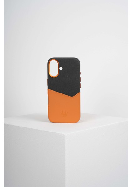Nova Iphone 16 Deri Kartlıklı Telefon Kılıfı Siyah-Turuncu fiyatları