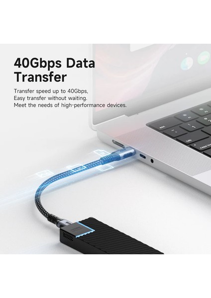 UC4W 90° Usb4 Type-C Kablo | 240W Pd Şarj & 40GBPS Veri modelleri