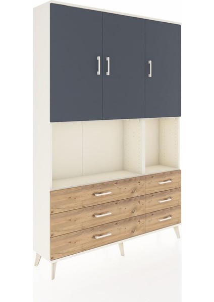 Arges Dolap 6 Raflı 6 Çekmeceli 3 Kapaklı 132X30X195 Aytaşı-Antrasit/çam fiyatları