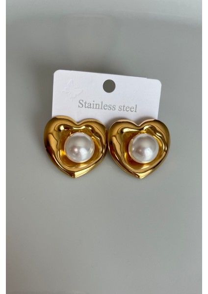 Paslanmaz Çelik Organik Kalp Inci Küpe