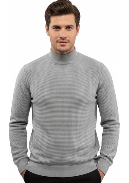 Erkek Yarım Balıkçı Kazak Triko Klasik Kalıp 5240B BGL-ST04856