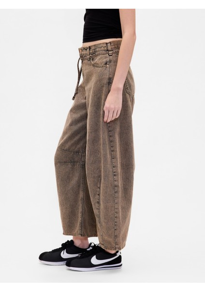 Kadın Kahverengi High Rise Ultrasoft Horseshoe Jean Pantolon