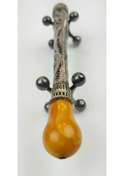 Osmanlı Hareli Damla Kehribar Kafalı Gümüş Sigara Ağızlığı AOB153 fırsatları