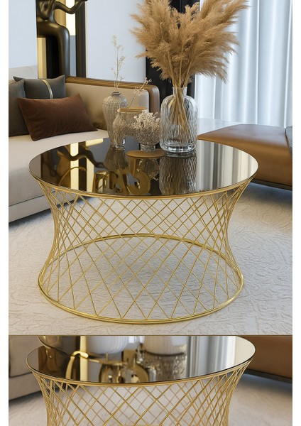 Anatol Zigon Orta Sehpa Gold Ayak Siyah Cam