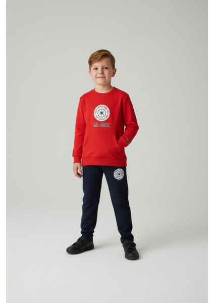 Kırmızı Sweatshirt ve Lacivert Eşofman Altı Çocuk Takımı fiyatları