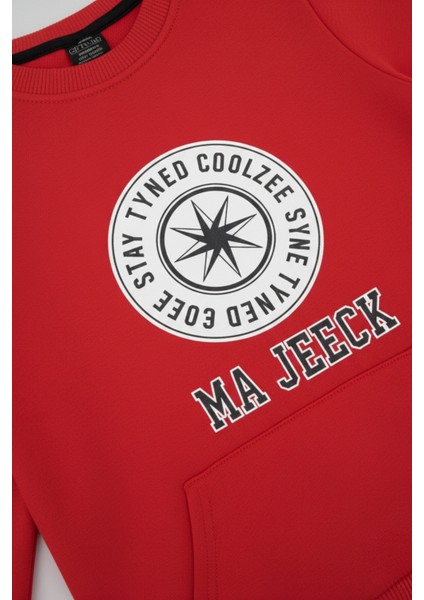 Kırmızı Sweatshirt ve Lacivert Eşofman Altı Çocuk Takımı indirimleri