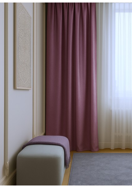 Düz Parlak Saten Fon Perde - Mor - Pilesiz Düz Dikim - STN222