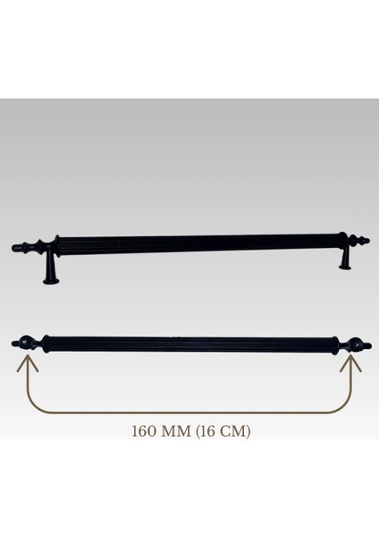 Klipso Mat Siyah 160 mm Metal Lüks Çekmece Dolap Mobilya Kulpları