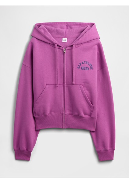 Kadın Mor Oversized Gap Logo Grafik Fermuarlı Sweatshirt fiyatları