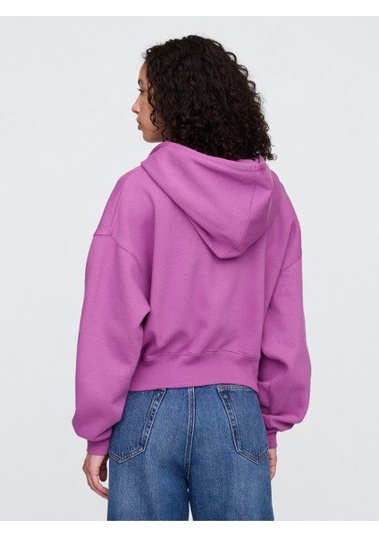 Kadın Mor Oversized Gap Logo Grafik Fermuarlı Sweatshirt fırsatları