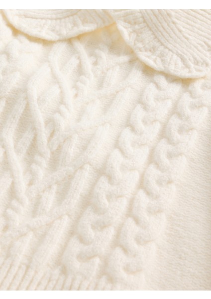 Kız Bebek Beyaz Cashsoft Yaka Detaylı Kazak fiyatları